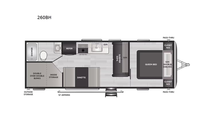 Representative floor plan provided by a trusted RVshare partner.