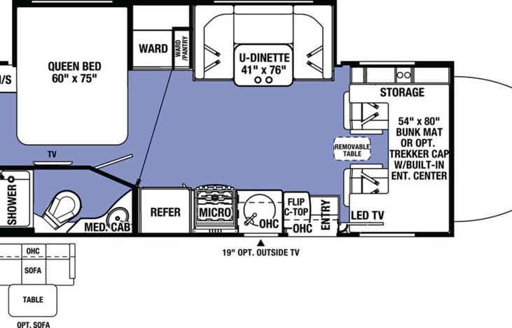 Full Length Slide Out (adds 30 inches to width)