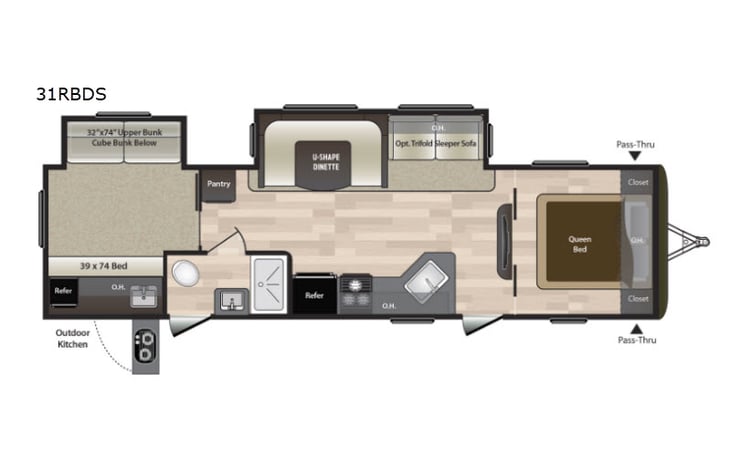 Representative floor plan provided by a trusted RVshare partner.
