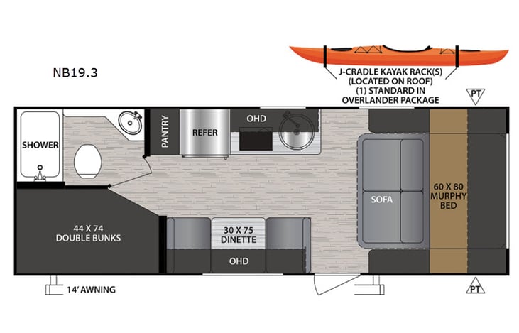 Representative floor plan provided by a trusted RVshare partner.