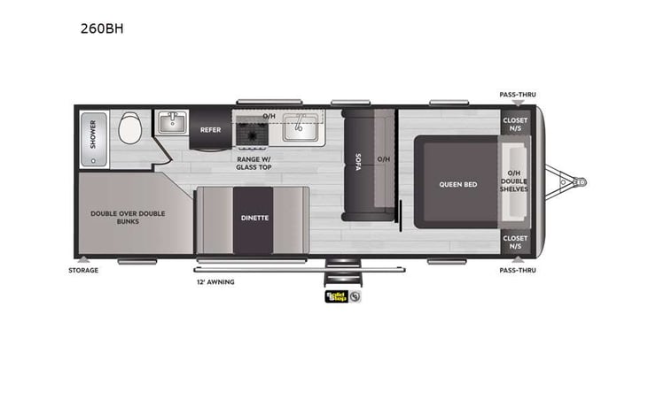 Representative floor plan provided by a trusted RVshare partner.