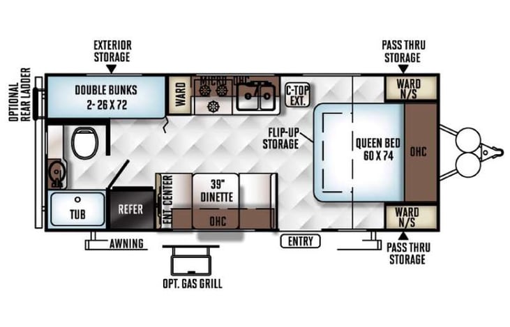 Representative floor plan provided by a trusted RVshare partner.