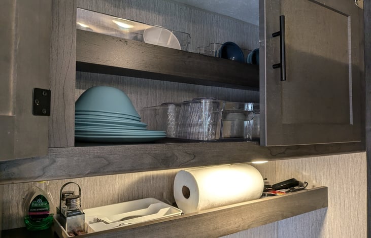 Silverware plates bowels  cups and coffee cups and other kitchen needs.