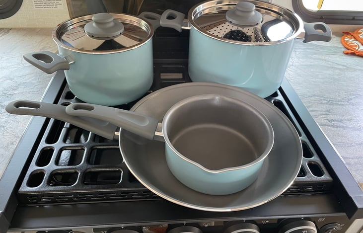 Pots and pans available for your convenience.