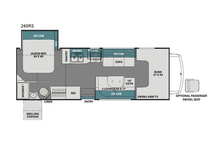 Representative floor plan provided by a trusted RVshare partner.