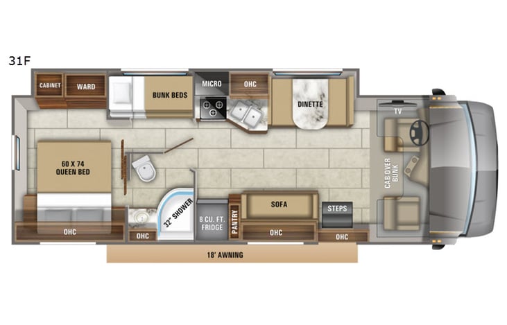 Representative floor plan provided by a trusted RVshare partner.