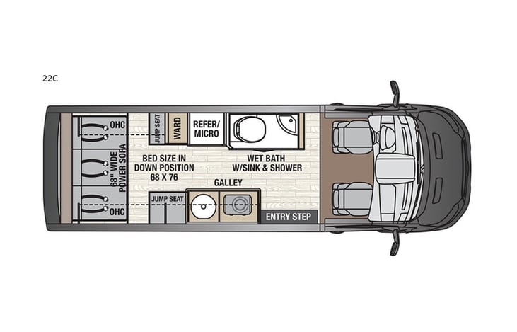 Representative floor plan provided by a trusted RVshare partner.