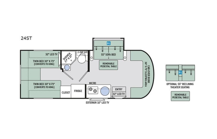 Representative floor plan provided by a trusted RVshare partner.