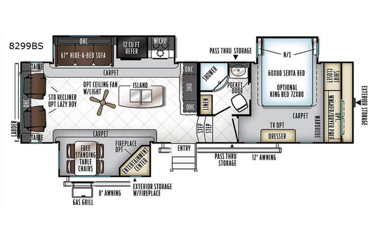 Representative floor plan provided by a trusted RVshare partner.