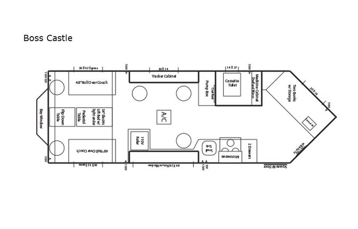 Representative floor plan provided by a trusted RVshare partner.