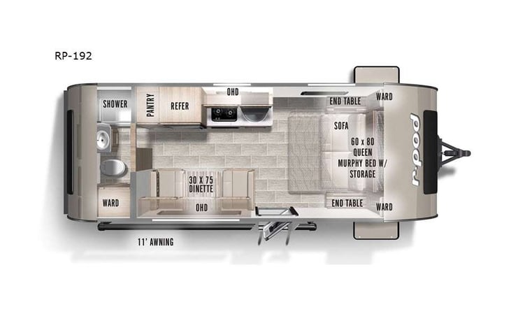 Representative floor plan provided by a trusted RVshare partner.