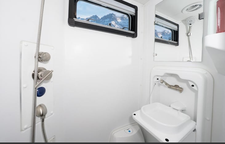 Easy to use bathroom and shower with continuous hot water on demand.