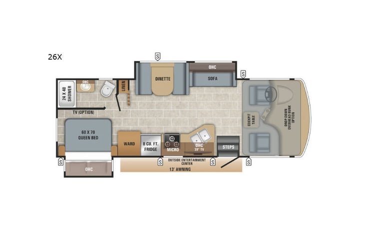 Representative floor plan provided by a trusted RVshare partner.