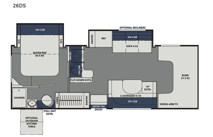 Representative floor plan provided by a trusted RVshare partner.