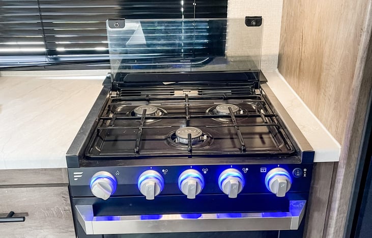 3 burner stove top with oven.