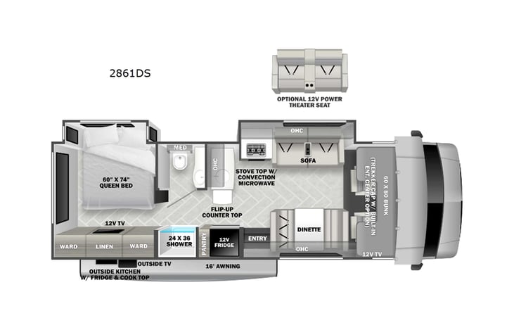 Representative floor plan provided by a trusted RVshare partner.