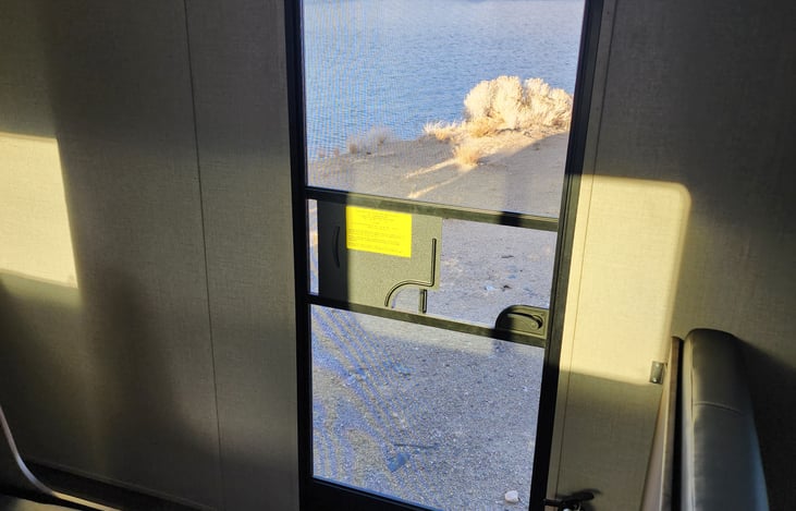 Looking out the front door.