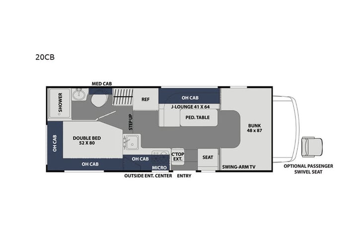 Representative floor plan provided by a trusted RVshare partner.