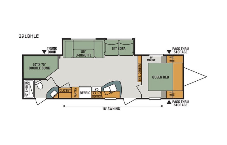Representative floor plan provided by a trusted RVshare partner.
