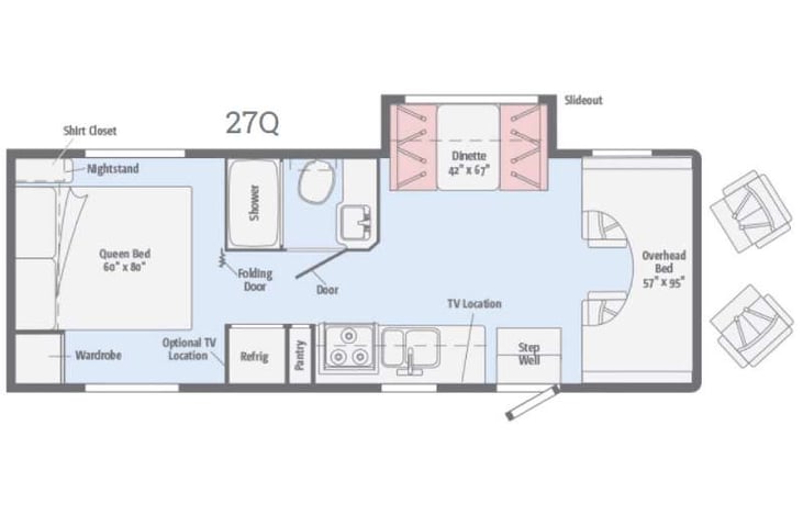 Representative floor plan provided by a trusted RVshare partner.