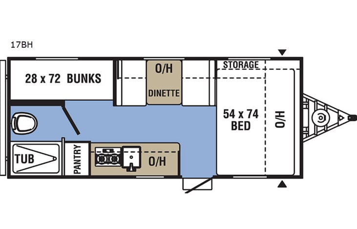Representative floor plan provided by a trusted RVshare partner.