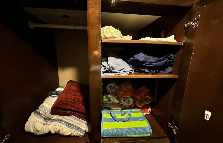 Closets in bedroom. A beach bag for the included beach towels for you beach day