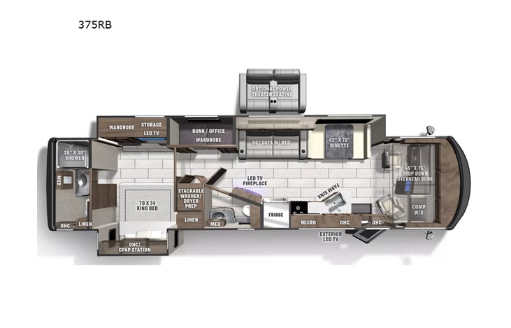 Representative floor plan provided by a trusted RVshare partner.