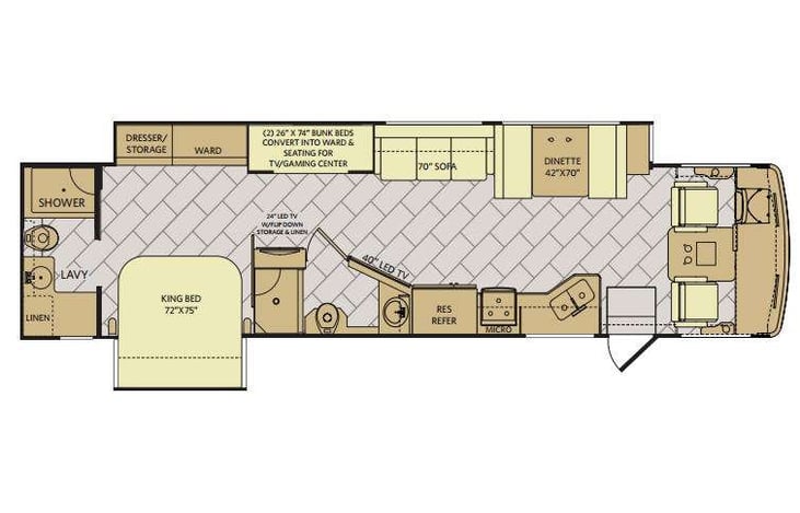 Representative floor plan provided by a trusted RVshare partner.
