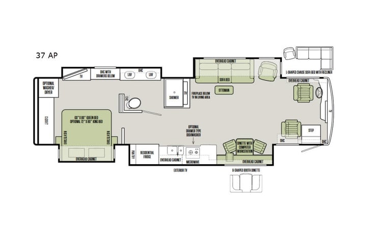 Representative floor plan provided by a trusted RVshare partner.