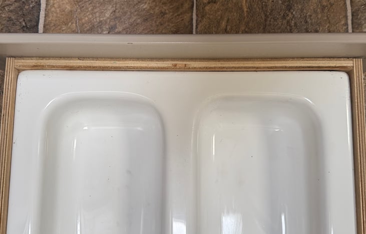 Under shower, adorable pet food and water bowls