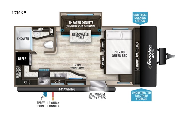 Representative floor plan provided by a trusted RVshare partner.