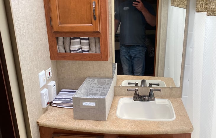 Fully stocked bathroom