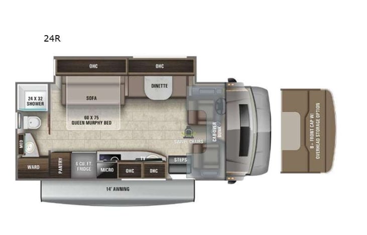 Representative floor plan provided by a trusted RVshare partner.