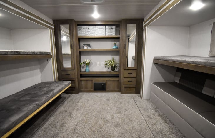 Stock Bunk Room. Ours has a TV and more storage cabinets!