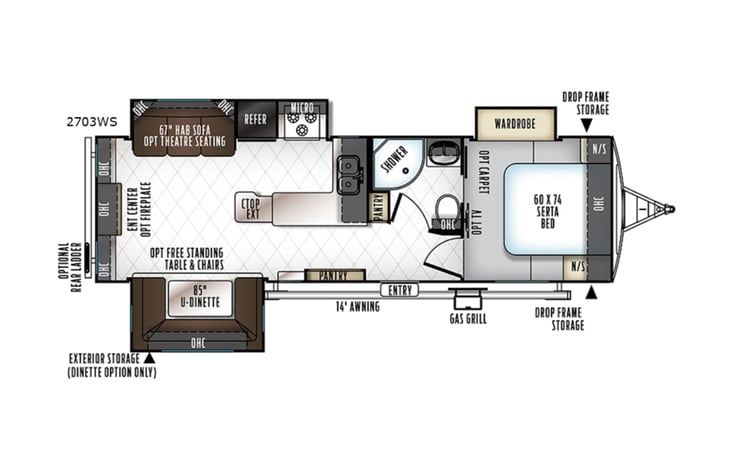Representative floor plan provided by a trusted RVshare partner.