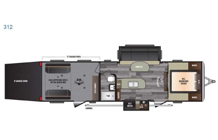 Representative floor plan provided by a trusted RVshare partner.