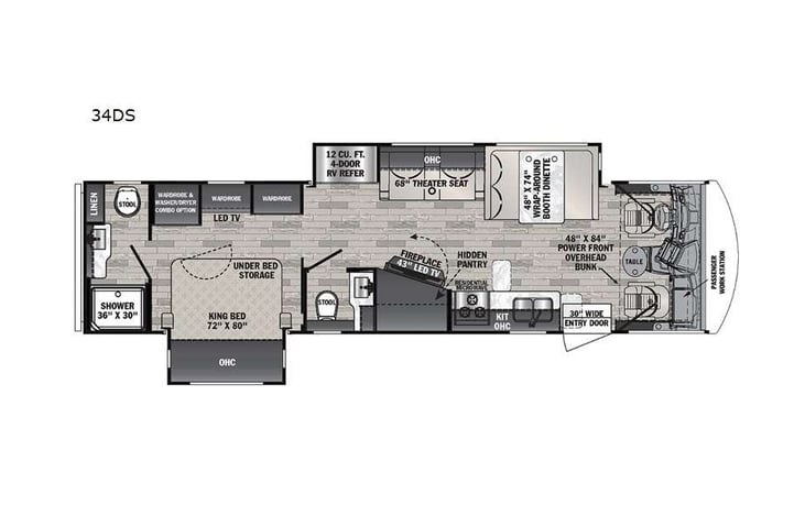 Representative floor plan provided by a trusted RVshare partner.