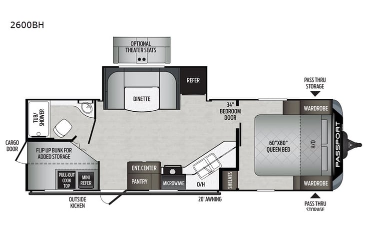 Representative floor plan provided by a trusted RVshare partner.
