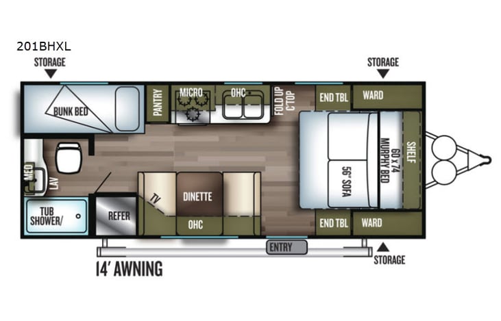 Representative floor plan provided by a trusted RVshare partner.