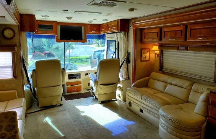 Spacious living area. Included TV and surround sound (bluetooth) system.