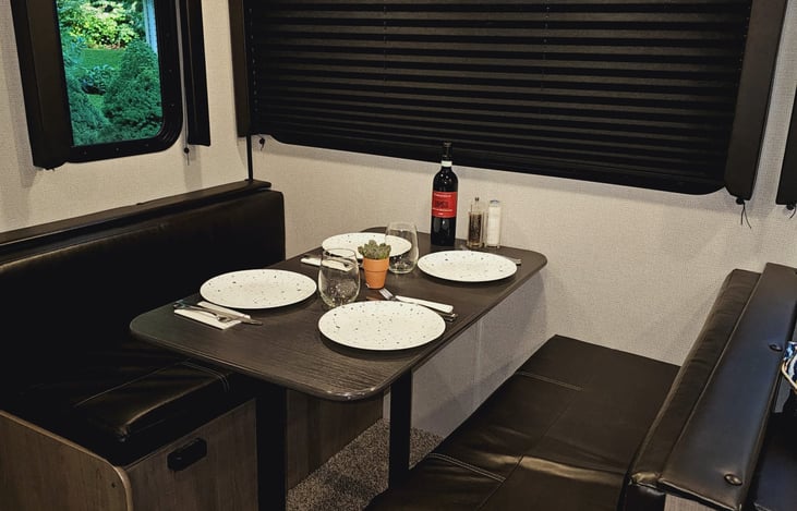 nice sized dinette to enjoy a family meal or perfect for game night when you can't be outside.