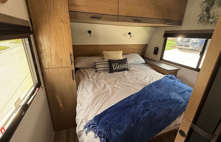 BIG King sized master bed with LOTS of storage, and a TV! (not pictured)