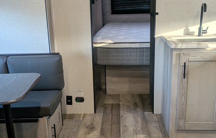 Looking into bedroom from kitchen