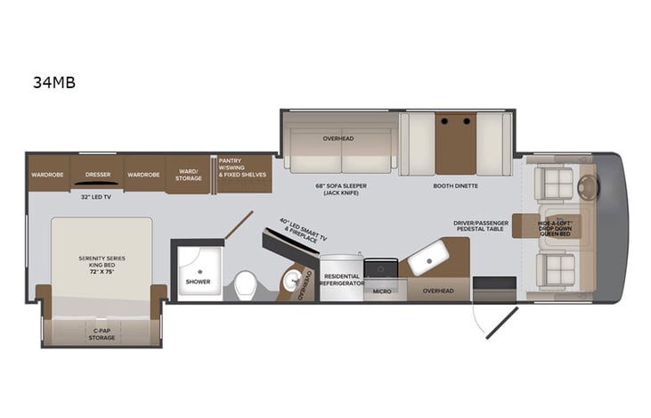 Representative floor plan provided by a trusted RVshare partner.