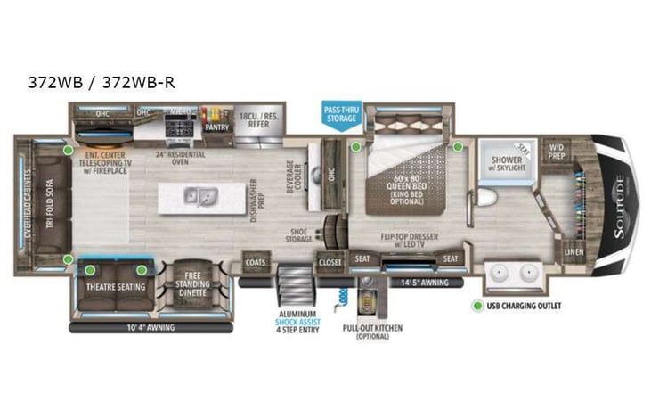 Representative floor plan provided by a trusted RVshare partner.