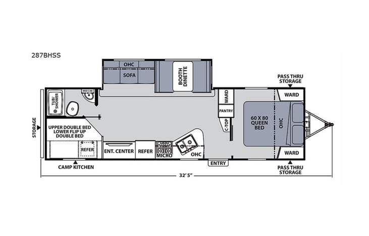 Representative floor plan provided by a trusted RVshare partner.