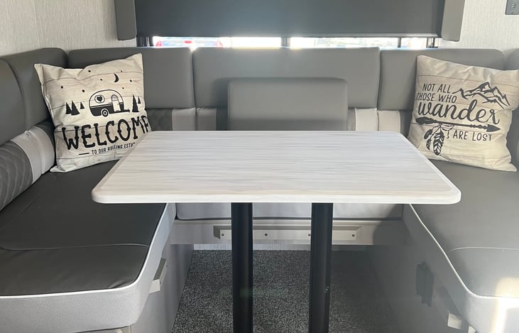 U-shaped dinette perfect for meals with friends or family!  Also a perfect spot to get everyone together for a friendly competitive board game