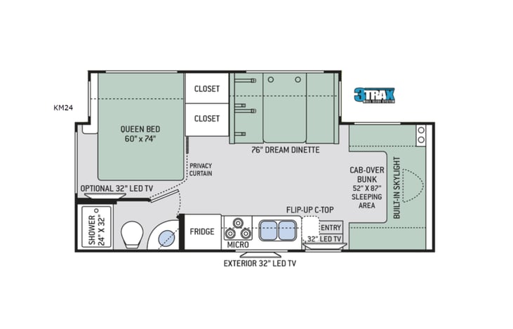 Representative floor plan provided by a trusted RVshare partner.