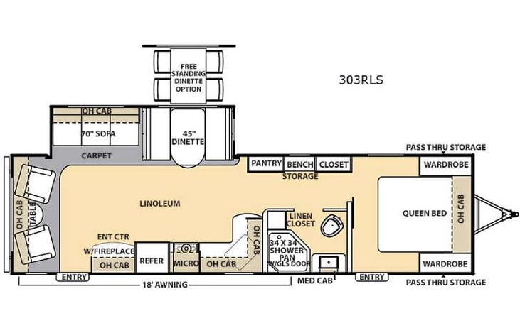 Representative floor plan provided by a trusted RVshare partner.