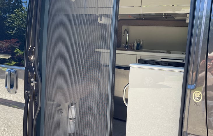 Sliding screen door allows you to enjoy all the fresh air without any of the bugs.